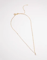 Gold Plated Half Pearl Necklace