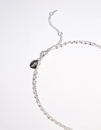 Silver Plated Double Row Moon Necklace