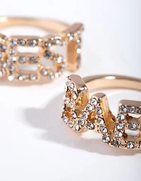 Gold Best Babe Ring Set