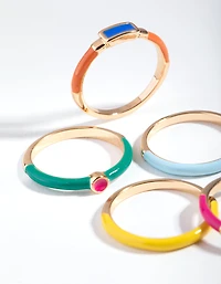 Gold Matte Bright 5-Pack Ring Set
