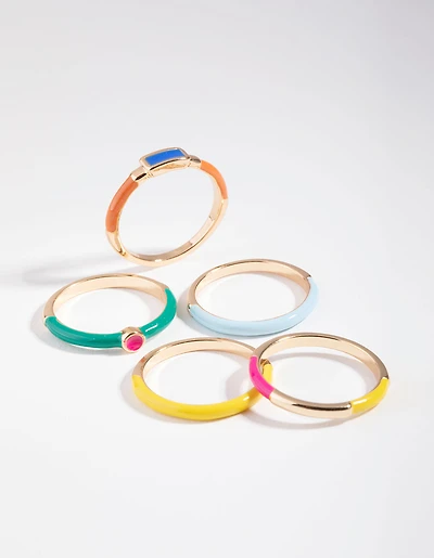 Gold Matte Bright 5-Pack Ring Set