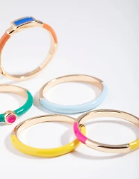 Gold Matte Bright 5-Pack Ring Set