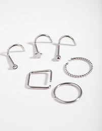 Surgical Steel  Twist Square Nose Stud 6-Pack