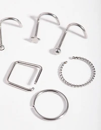 Surgical Steel  Twist Square Nose Stud 6-Pack
