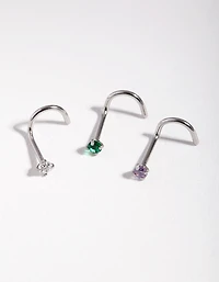 Surgical Steel Classic Gem Nose Stud Pack