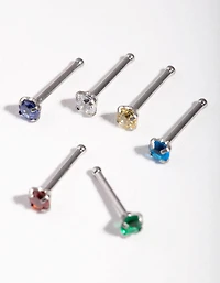 Surgical Steel Diamante Nose Stud 6-Pack