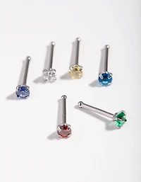 Surgical Steel Diamante Nose Stud 6-Pack