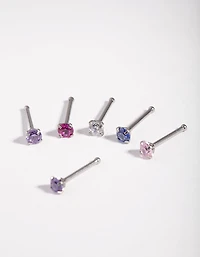 Surgical Steel Diamante Nose Stud 6-Pack
