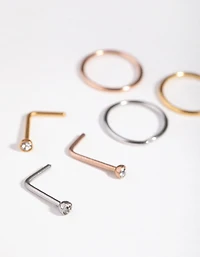 5mm Thick Nose Ring 6-Pack