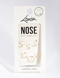 Gold Classic Mixed Nose Ring 6-Pack