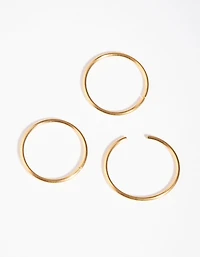 Gold Plain Nose Ring Pack