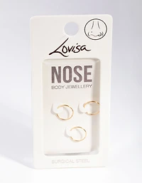 Gold Plain Nose Ring Pack