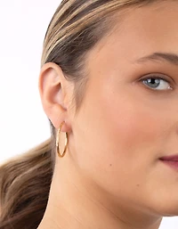 Gold Plated Sterling Silver 30mm Diamond Cut Hoop Earrings