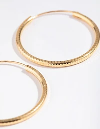 Gold Plated Sterling Silver 30mm Diamond Cut Hoop Earrings