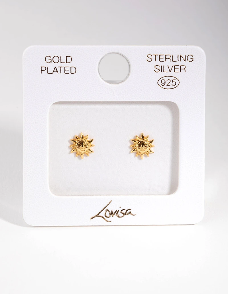 Boucles d’oreilles Boho Sun Stud en argent sterling plaquées or