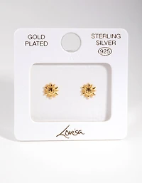Boucles d’oreilles Boho Sun Stud en argent sterling plaquées or