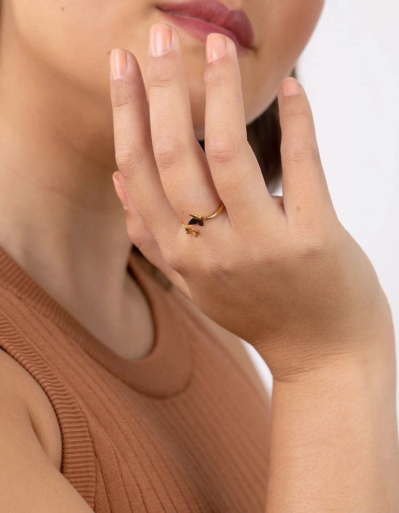 Bague papillon ouverte en argent sterling plaqué or jaune