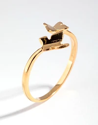 Yellow Gold Plated Sterling Silver Open Butterfly Ring