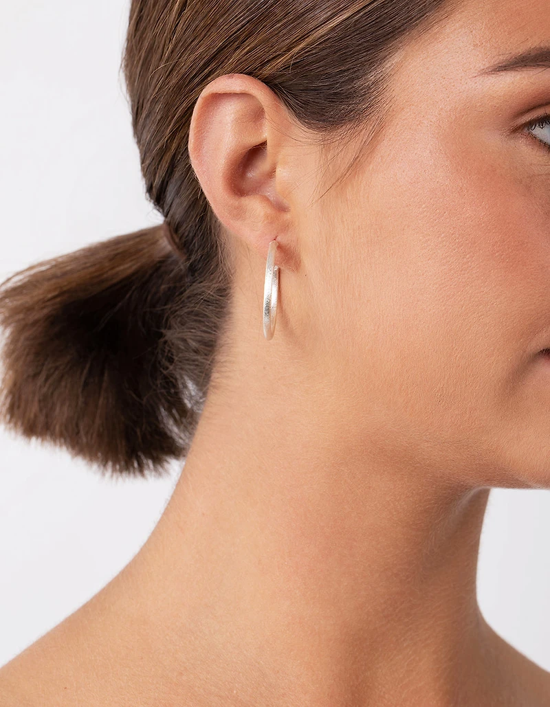 Sterling Silver 30mm Satin Hoop Earrings