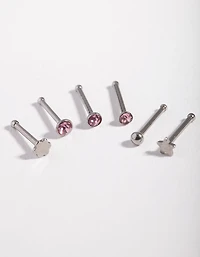 Surgical Steel Graduated Star Nose Stud 6-Pack