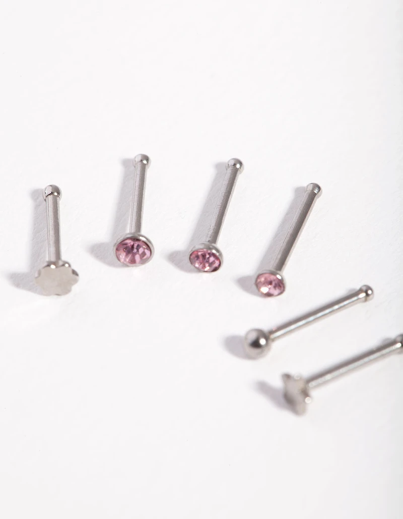 Surgical Steel Graduated Star Nose Stud 6-Pack