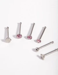 Surgical Steel Graduated Star Nose Stud 6-Pack