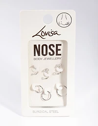 Surgical Steel Diamante Motif Nose Piercings 6-Pack