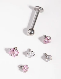 Surgical Steel Cubic Zirconia Star Flat Back 6-Pack
