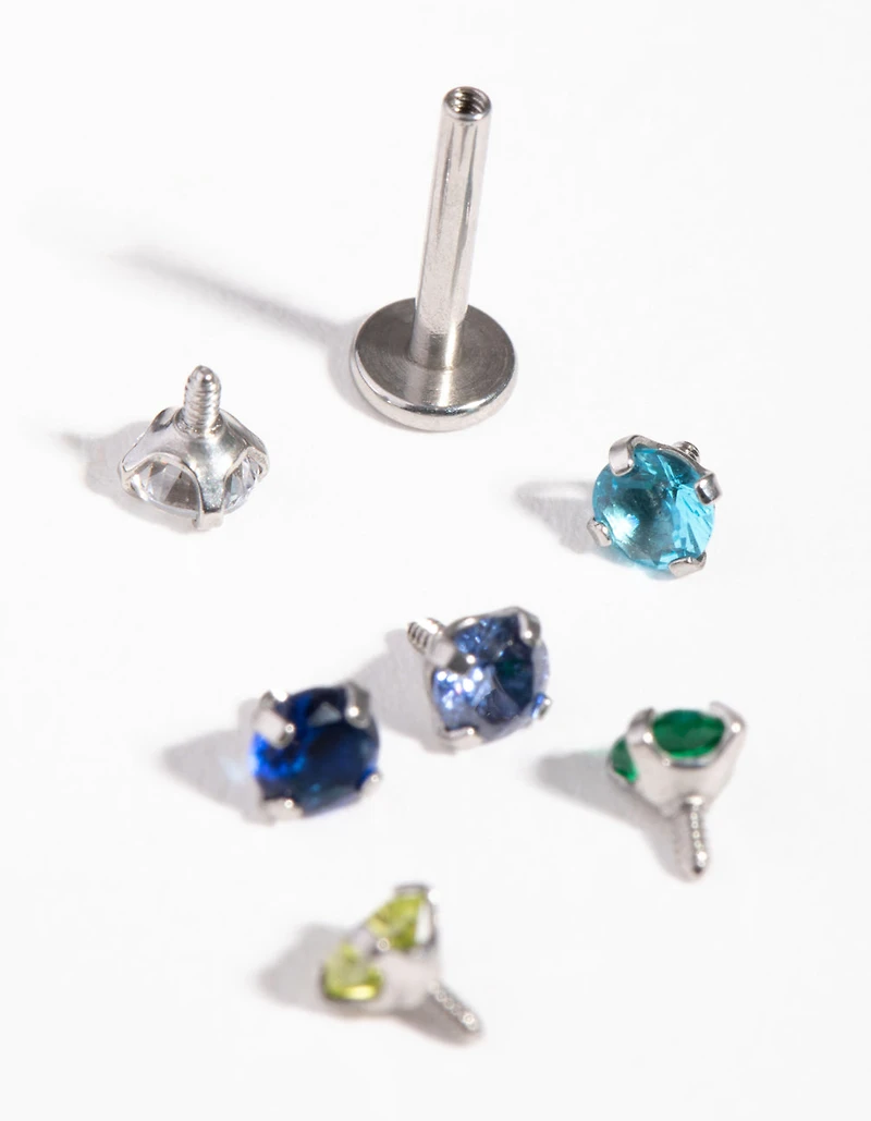 Surgical Steel Pastel Gem Flat Back 6-Pack