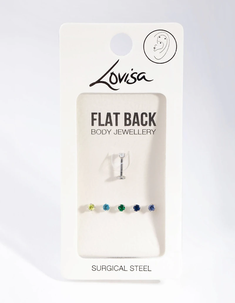 Surgical Steel Pastel Gem Flat Back 6-Pack