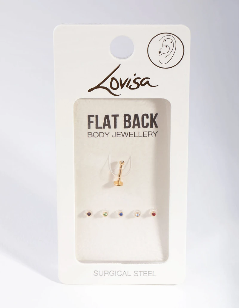 Gold Classic Gem Flat Back 6-Pack