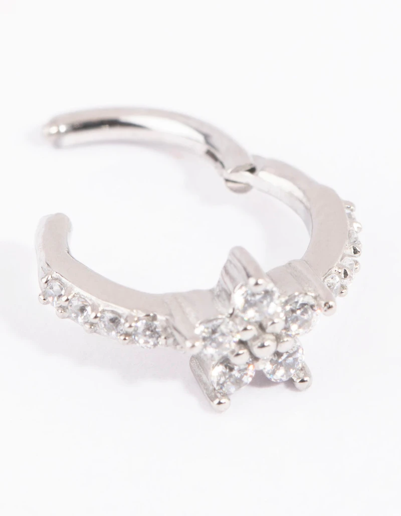 Surgical Steel Cubic Zirconia Flower Clicker