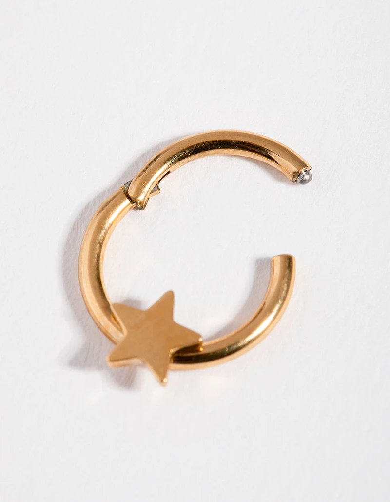 Surgical Steel Gold Star Clicker Ring
