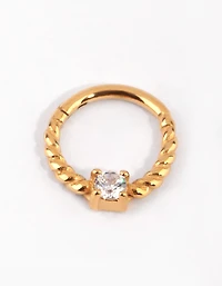 Gold Cubic Zirconia Twisted Clicker