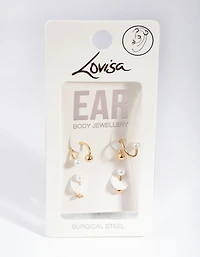 Pearl Swirl Mixed Metal Earring 4-Pack