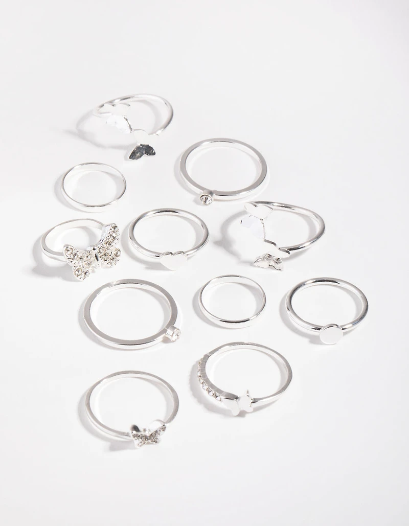 Silver Butterfly Wrap Rings