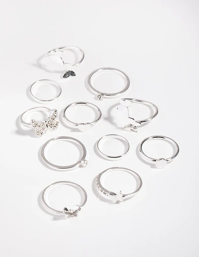 Silver Butterfly Wrap Rings
