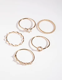 Gold Cubic Zirconia Geometric Mix 5-Pack Rings