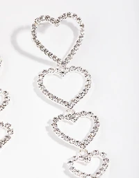 Silver Graduating Heart Drop Earrings