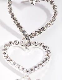 Silver Graduating Heart Drop Earrings