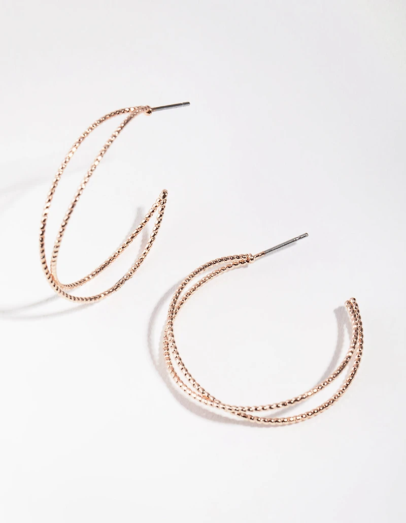 Rose Gold Crossover Hoop Earrings