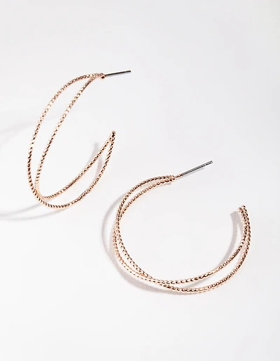 Rose Gold Crossover Hoop Earrings