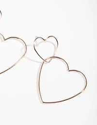 Rose Gold Heart Outline Drop Earrings
