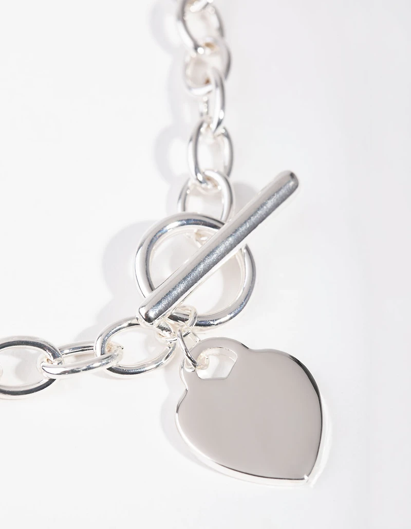 Silver Heart Charm Chain T&O Necklace