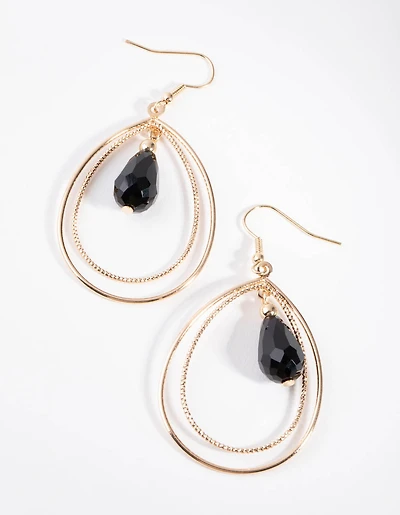 Gold Bead Centre Drop Earrings
