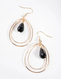 Gold Bead Centre Drop Earrings