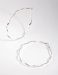 Silver Wiggle Hoop Earrings