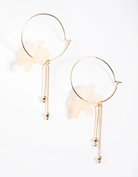 Gold Acrylic Flower Hoop Earrings