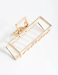 Gold Metal Rectangle Outline Claw Clip