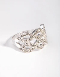 Silver Diamante Twisty Ring